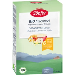 Töpfer Bio-Milchbrei Hafervollkorn Apfel & Vanille 200 G Ab Dem 6. Monat